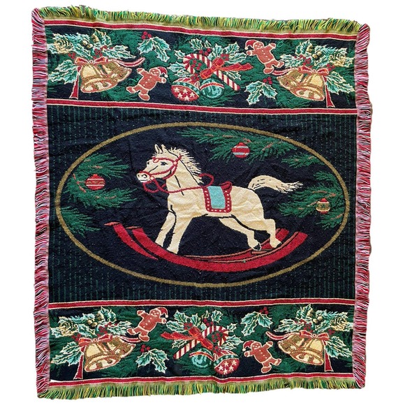 Christmas Throw Blanket The Northwest Company Tapestry Made in USA 48x54 Rn79925 - Picture 1 of 6